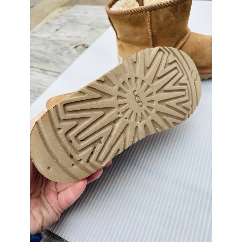 UGG Youth Jona Chestnut Suede Shearling Mini‎ Boots Size 2 Kids